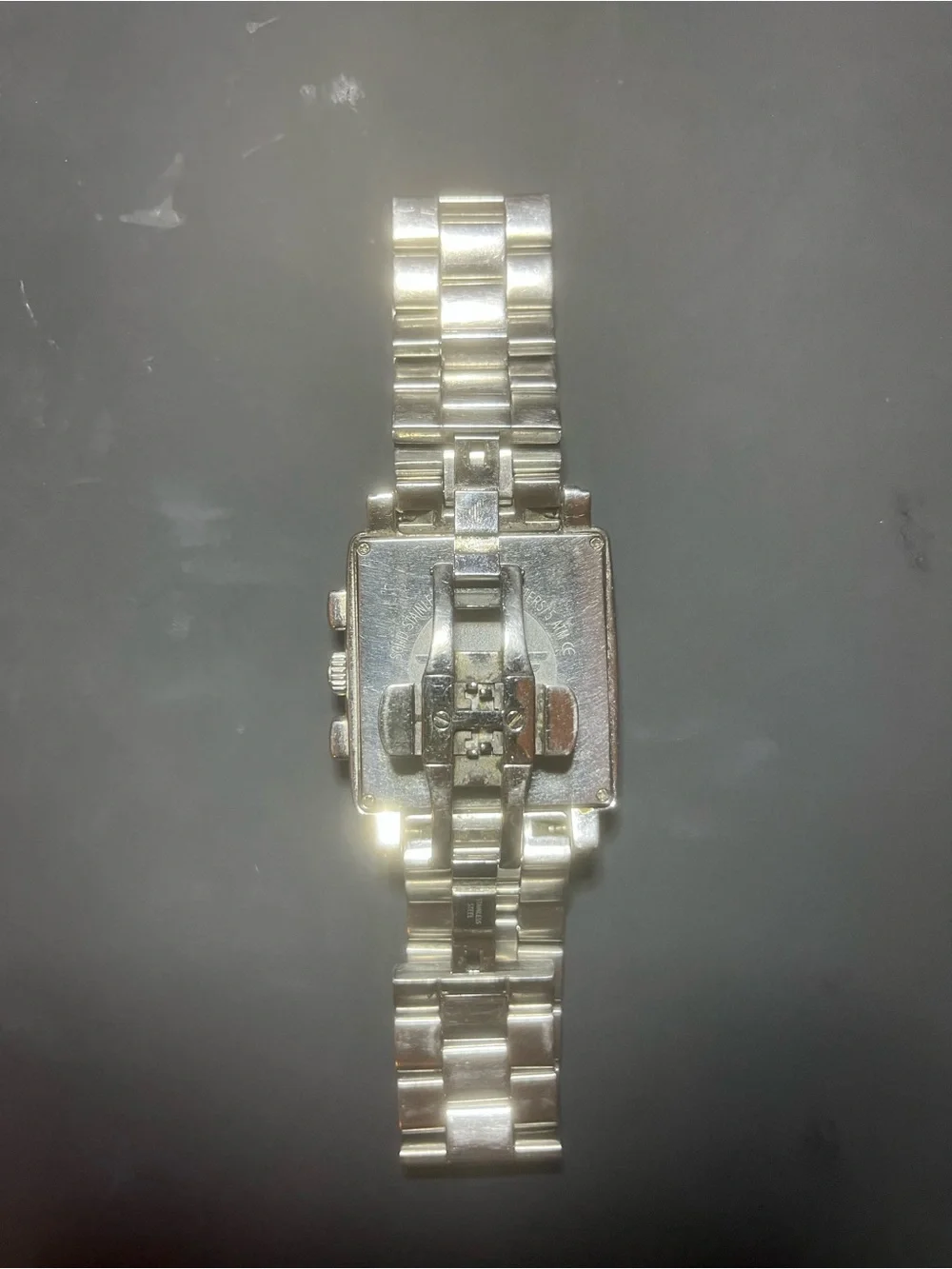 Emporio Armani Silver Bracelet Watch with Black Square Dial
